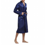 Meeste siidist satiinist hommikumantlid pidžaamad pikkade varrukatega tugevad magamisriided kimono meeste hommikumantel puhkeriided L sinine