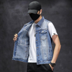 Denimist vest meestele Kevad Suvi S&uuml;gis Suur suurus Vest Vabaaja Hongkongi trend Ins Vest Noorte varrukateta vest M sinine