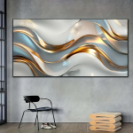 Kaasaegne abstraktne laine-metallmustriga raamita l&otilde;uendikunst, sobib kaasaegseks seinakaunistuseks elutubades ja magamistubades 50x100cm No Frame