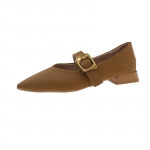 Mary Jane &uuml;hed kingad Paksude kontsadega kingad Elegantne Klassikaline Retro Ruudukujuline nina Mugav Pehme Madala l&otilde;ikega Madala kontsaga Naiste kingad 35 khaki