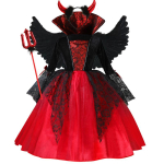 Halloweeni t&uuml;druk Cosplay Vampiirikleit lastele Kummitus pruut Vampiiri kost&uuml;&uuml;m Vampiran karnevalipeo riided Scarlet gooti riided 160cm black