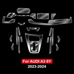 Auto TPU Kaitsva Parandusfooliumi Kate A3 8Y 2023 2024 Paneelile Navigatsioonile Autode Siseekraanile Kriimustusvastane Kleebis Left Hand Drive gray