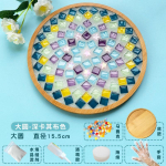 Suur Puidust &Uuml;mmargune Alusplaadi Valmistamise Materjalikomplekt Loov Mosaiik Bambusest Ringikujuline Alusplaadi Lastele K&auml;sit&ouml;&ouml; DIY M&auml;nguasi blue