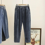 M-6XL Suured Suurused L&otilde;dvad Teksap&uuml;ksid Naistele K&otilde;rge V&ouml;&ouml;koht Teksap&uuml;ksid Naisele Mom Jeans L&otilde;dvad Denim Harem P&uuml;ksid Elastne V&ouml;&ouml;koht Sinine L black