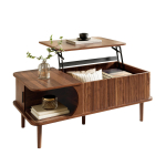 Moodne Retro Kohvilaud, K&otilde;rguse reguleeritav lauaplaat, Liuguks, P&auml;hklipuu v&auml;limus, Vertikaalsed sooned, Puidust jalad, Multifunktsionaalne elutoalaud 100 x 48 x 55.5 cm