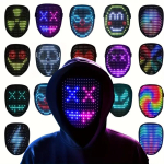 LED-mask žestide tuvastusega Valgustab n&auml;gu Muunduv LED Halloweeni mask lastele meestele naistele Kost&uuml;&uuml;m Cosplay Pidu must