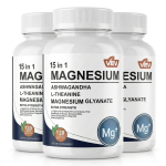 VEV 15-&uuml;hes magneesiumgl&uuml;tsinaadi kompleks koos ashwagandha ja L-teaniiniga (120 kapslit) 3pack