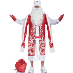 T&auml;iskasvanute Vene J&otilde;uluvana Kost&uuml;&uuml;mi Komplekt J&otilde;ulum&uuml;ts Mantel Kindad Habe Ja Kotiga J&otilde;ulude Cosplay R&otilde;ivastus Meestele One Size punane