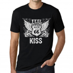 Meeste vintage T-s&auml;rk Graafiline T-s&auml;rk Feel The KISS Deep Black White Text XS must