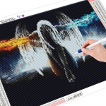 5D DIY Teemantmaal T&auml;is&uuml;mmargune teemant Ingel ja tiivad 3D Tikand Ristpistes Rhinestone Mosaiic 20*30 cm