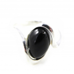 Bague Argent artisanal 'D&eacute;esse Noir de Jais' noir argent&eacute; (rhodi&eacute;) - 15x8 mm 50 must