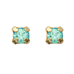 Les Tr&eacute;sors De Lily [L1120] - Boucles plaqu&eacute; or 'Brillants' turquoise dor&eacute; - 3 mm t&uuml;rkiissinine