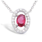 Les Tr&eacute;sors De Lily [L7245] - h&otilde;bedane kaelakee  Sissi  h&otilde;bevalge rubiin (roodiumiga kaetud) - 12x8 mm Heleroosa