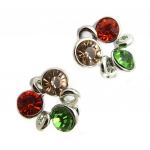 Les Tr&eacute;sors De Lily [N6302] - Boucles cr&eacute;ateur 'Sissi' rouge vert argent&eacute; mitmev&auml;rviline