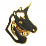 7bis [P5892] - K&auml;sitsi valmistatud kullast  Unicorn  n&otilde;elpross - 22x15 mm kuld