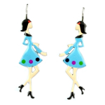 Les Tr&eacute;sors De Lily [Q1295] - Dormeuses cr&eacute;ateur 'Lilipoupettes' (poup&eacute;e) turquoise - 50x18 mm t&uuml;rkiissinine