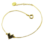 7bis [Q1353] - Bracelet artisanal 'Love' noir dor&eacute; - 8x6 mm kuld