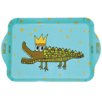 Les Tr&eacute;sors De Lily [R0656] - Petit plateau m&eacute;lamine 'Saperlipopette' turquoise (crocodile) - 21x14 cm t&uuml;rkiissinine