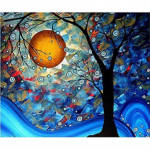 Teemantmaal maastik t&auml;isteemanttikandid mosaiik ristpistes kuu ja puu kaunistus 20X30CM