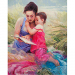 Teemantmaaliv naine, isetegemine teemantmosaiik, t&uuml;drukute maastik t&auml;is&uuml;mmarguse ristpistega 20X30CM