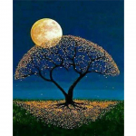 DIY teemantmaal, seinakunst ristpistes puu kuu taevas maastik pilt 5d tikandid 20X30CM