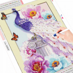T&auml;isruudukujulised/&uuml;mmargused teemantkunsti komplektid Loomad Paabulind Rhinestones Teemanttikandid Ristpistes Lill 5D DIY Mosaiik Seinakunst Full Round (20X30CM)