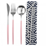 Roosad kuldsed reisin&otilde;ud roostevabast terasest kaasaskantavad s&ouml;&ouml;giriistad nuga lusikas kahvli &otilde;led riidepakiga &otilde;htus&ouml;&ouml;gikomplekt pikniku jaoks h&otilde;be