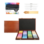 Mungyo Galerii pehmed &otilde;lipastellid pastellhoidjaga, k&auml;nnud Tortillon, liivapaberid, joonistusmaterjalide komplekt (72 kimpu puitkarp) 72 Bundle Wooden Box black