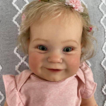 NPK 50 cm Reborn Baby mudilane t&uuml;druk Maddie nukk juurtega blondide juustega, pehme kaisu keha 50cm