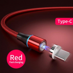 3A magnetiline USB-kaabel iPhone'i Micro Type C kiire laadimise andmelaadimiseks USB C mobiiltelefoni jaoks 100CM punane