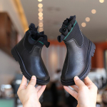 TWINFLAMES Uued lastejalatsid T&uuml;drukute saapad Suurus 22-37 Talvesaapad t&uuml;drukule PU nahast veekindel talvised lapsed Snow Plus Cashmere soojad 22 must