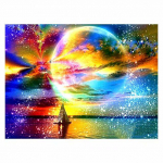 5D isetegemise v&auml;rviline kuu teemantmaaling mood teemantmaal Kuu purjepaadi teemantmaaling maastik mere&auml;&auml;rsed kividest pildid kodukaunistus Full Round 20x25CM