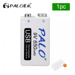 PALO 9V aku 650mAh mikro-USB 9-voldine liitiumioon-liitiumiakud RC-helikopteri mudeli mikrofoni m&auml;nguasja jaoks valge