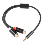3,5 mm isane ja topelt RCA emane kaabel 1/8 tolli kuni topelt RCA stereohelikaabel kullatud 1 jalga must