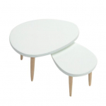 2 tk 1:12 v&auml;ikest sileda pinnaga puidust teelaua mudelit Vivid Play House Coffee mikromaastikule valge