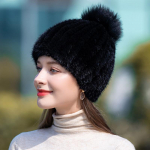 Karusnahast naiste talvised soojad uued naaritsakarva m&uuml;tsid Rebase karvapall Korea versioon kootud paksendatud naaritsa m&uuml;tsidest 55-59cm must