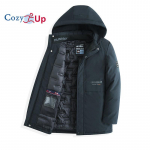 Cozy Up Talvine uus meeste jope kapuutsiga mantel Puuvillane parkad Meeste veekindlad riided Meeste soojad riided &uuml;hev&auml;rvilised XL must