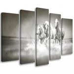 Viieosalise pildiga l&otilde;uenditr&uuml;kk Gallop of the white horses 100x70 valge