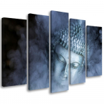 Viieosalise pildiga l&otilde;uendiprint Buddha Zen Mist Blue 100x70 hall v&auml;rv