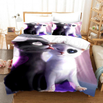 Kasside 3D-teemaline voodipesukomplekt, udusuletekk ja padjap&uuml;&uuml;r, 2/3 t&uuml;kki AU240 * 270 &uuml;lisuur pehme kodukaunistus Baby 100x135cm