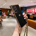 &Uuml;mbris Samsung S22 S23 Ultra S21 Plus S20 FE A53 A52 A54 A13 A34 A23 A33 Crossbody Rihma rihmaga kaetud s&uuml;damekate iPhone 14 13 12 11 Pro max jaoks For Samsung S22 pruun