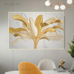 Abstraktsed kuldsed lehed Canavid maalivad troopilisi taimi plakatid ja tr&uuml;kised Kuldne luksuslik seinakunst elutoa sisekujunduseks Quadro 20cm&times;40cm NoFrame