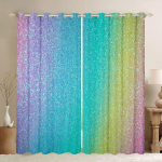 Vikerkaarekardinaga lipsuga v&auml;rvi pimendavad kardinad t&uuml;drukutele Magamistuba Twinkling Stars Elutuba Kodukaunistus vasakule ja paremale poolavatud W53.5 X H114cm X 2