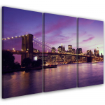 Kolmeosalise pildil&otilde;uendi print New York Brooklyn Bridge Purple 60x40 lilla