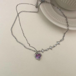 Lilla gradients&uuml;dame ripatsiga kaelakee naistele Kristallist armastuse rangluu kett Kerge luksuslik t&uuml;drukute ehted trendikad aksessuaarid lilla