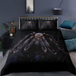 3D Spider voodipesukomplekt musta taustaga ussiprintidega tekikattega padjap&uuml;&uuml;r, 2/3 t&uuml;kki, pehme ja mugav kodukaunistus Baby 100x135cm