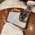 Luksuslik p&otilde;rutuskindel l&auml;bipaistev telefoni&uuml;mbris iPhone 14 13 12 Pro Max silikoonist kaitserauaga l&auml;bipaistev objektiivi kilekaitsega k&otilde;va tagakaas For iPhone 12 must