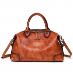 Johnature Retro naiste kott Ehtsast nahast reisik&auml;ekott vabaaja kandekott Naturaalsest pehmest veisenahast suure mahutavusega &otilde;lakottid pruun