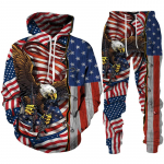 Lahe USA Flag Eagle 3D prinditud kapuuts/&uuml;likond Meeste dressipluusid + dressip&uuml;ksid r&otilde;ivakomplekt Jogger mood Hip Hop t&auml;navar&otilde;ivad 3XL