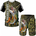 Fishing Fish 3D Prinditud T-s&auml;rgid L&uuml;hikesed p&uuml;ksid Komplektid Meeste dressid Mood Suur l&uuml;hikeste varrukatega T-s&auml;rk P&uuml;kste komplekt Meeste &uuml;likonnad Riided XL